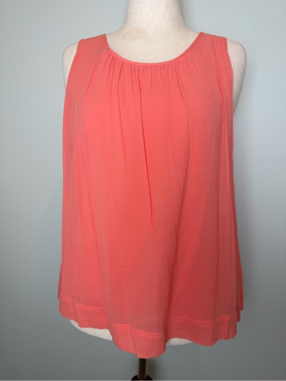 J Brand Coral Sleeveless Lined and Pleated Neck Camisole